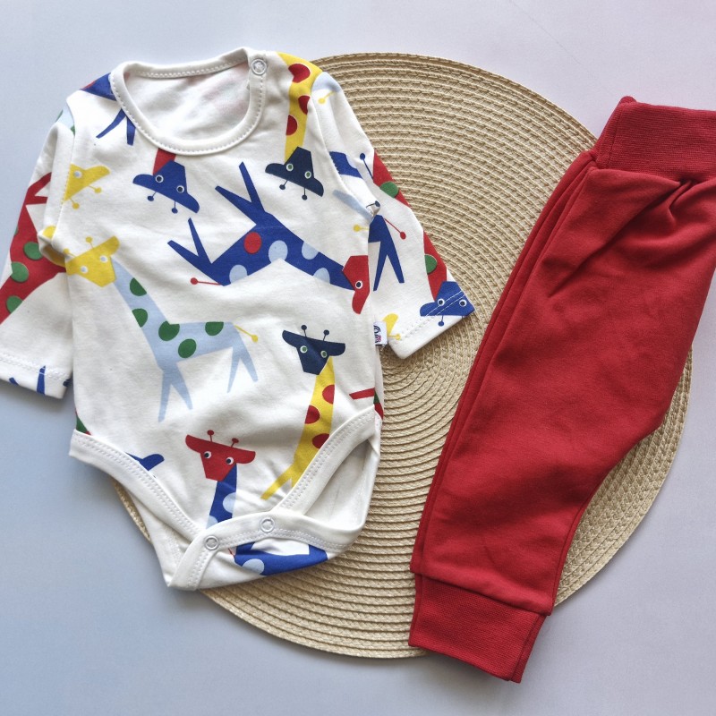 بادی و شلوار زرافه قرمز وچیون