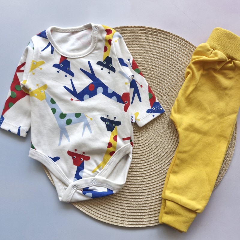 بادی و شلوار زرافه زرد وچیون