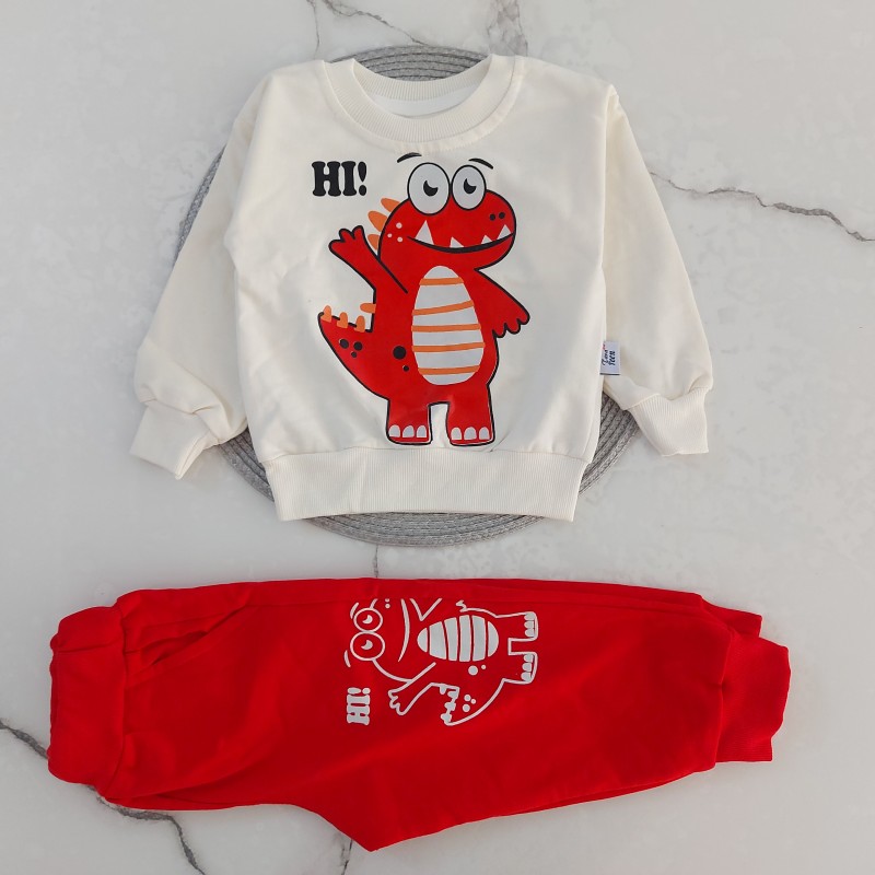 بلوز و شلوار دورس دایناسور Hi قرمز kids