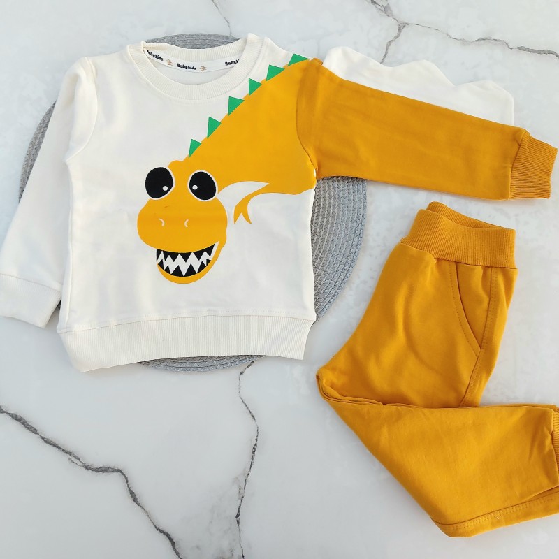 بلوز و شلوار دورس دایناسور خردلی kids