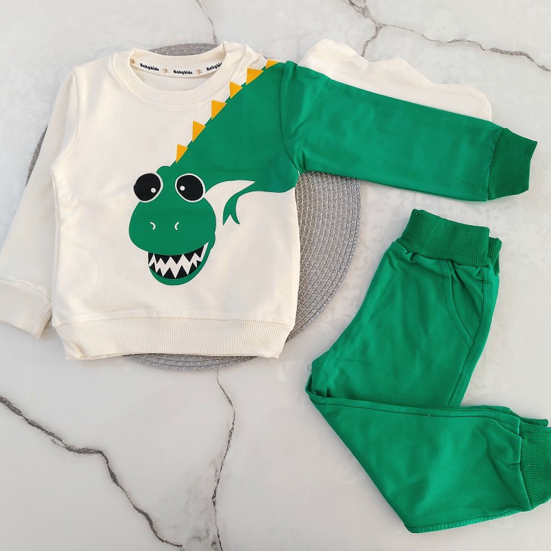 بلوز و شلوار دورس دایناسور سبز kids