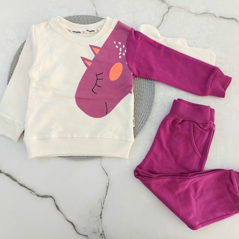 بلوز و شلوار دورس دایناسور بنفش kids