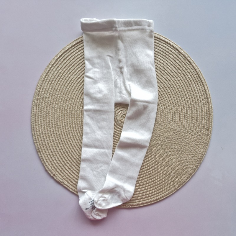 جوراب شلواری ساده شیری پاپک