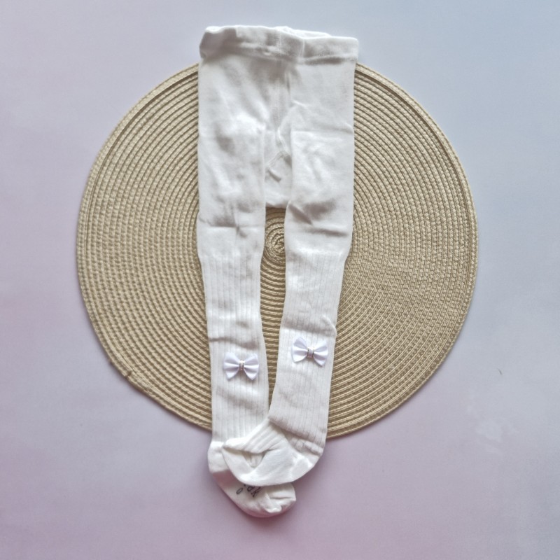 جوراب شلواری پاپیونی شیری پاپک