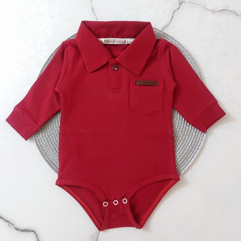 بادی یقه دار پسرانه قرمز آنیل