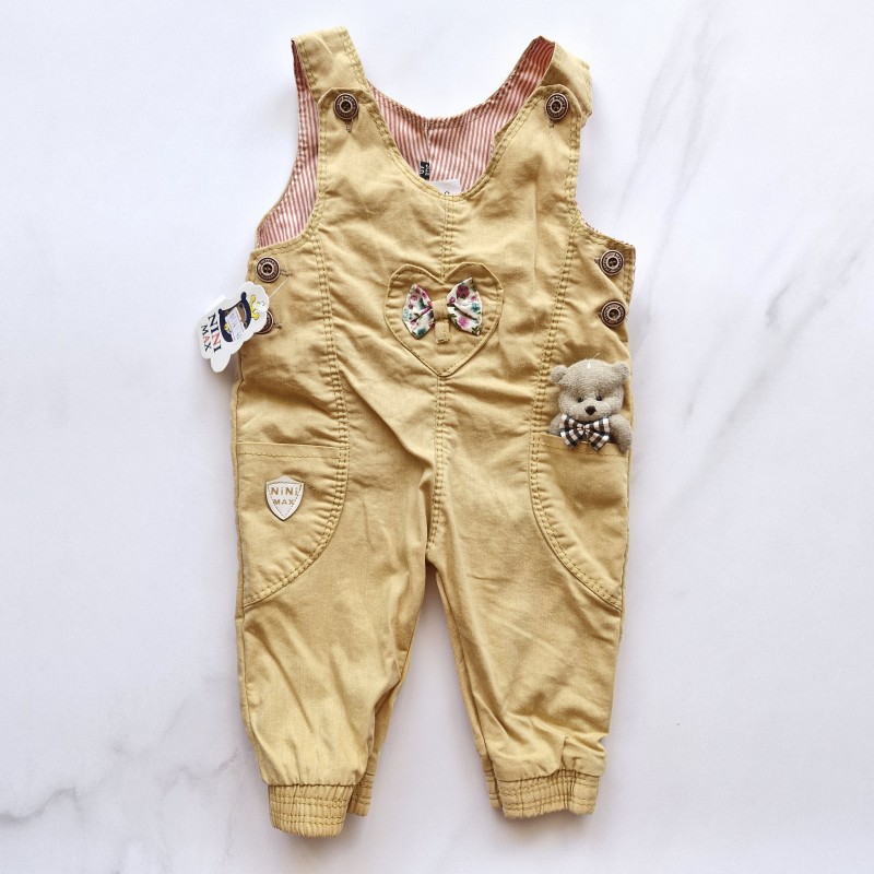 بیلرسوت کتان پاپیون عروسکی خردلی نی نی مکس