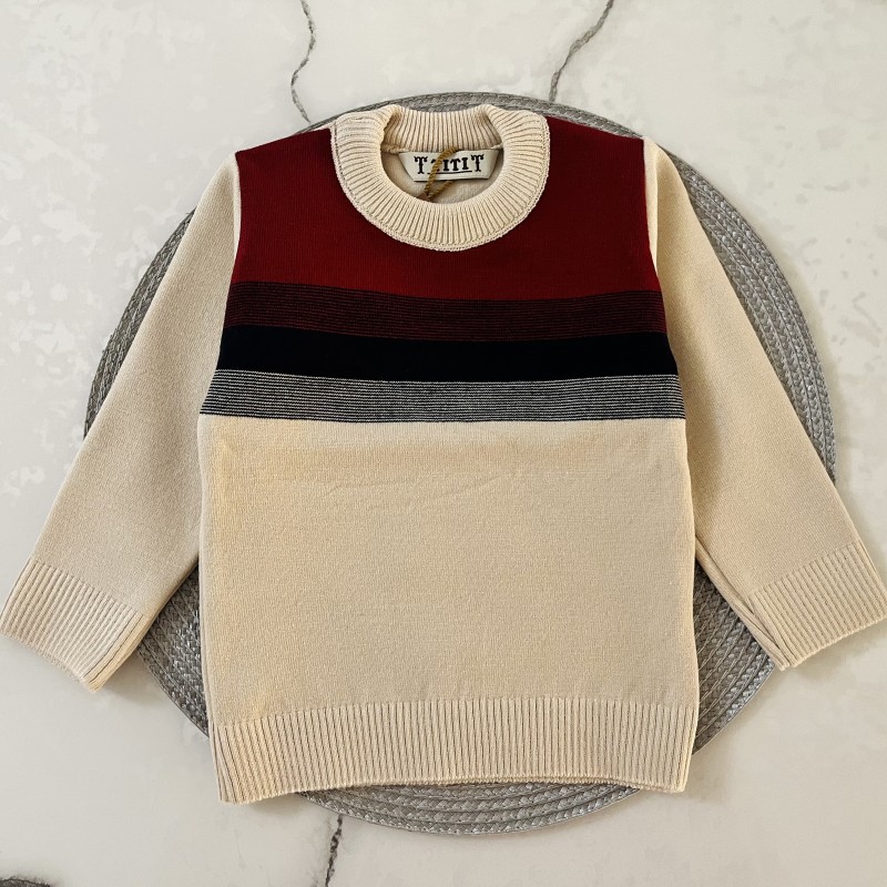 بلوز بافت راه راه کرمی kids