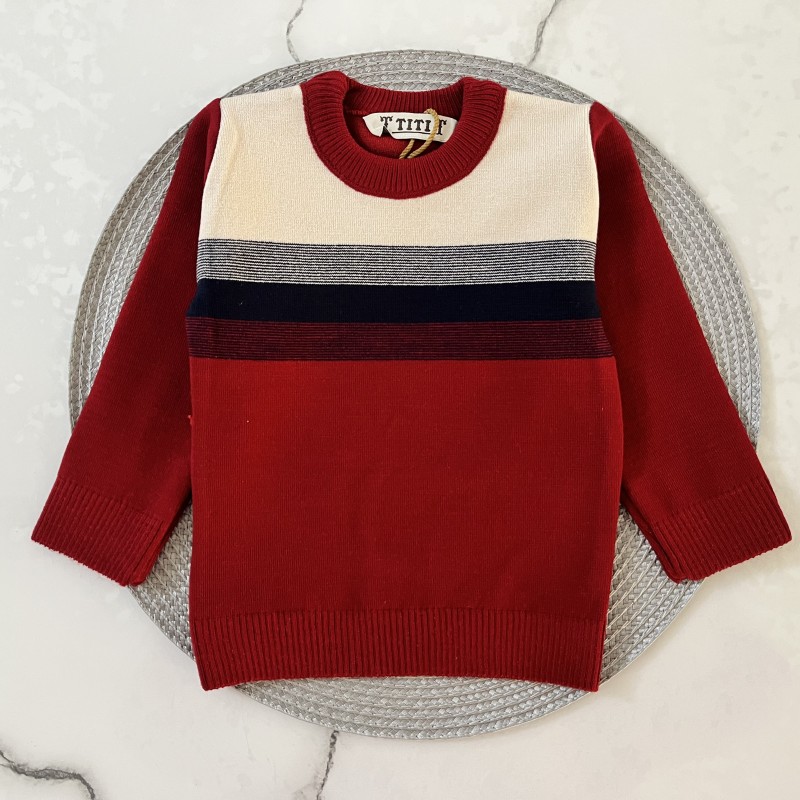 بلوز بافت راه راه زرشکی kids