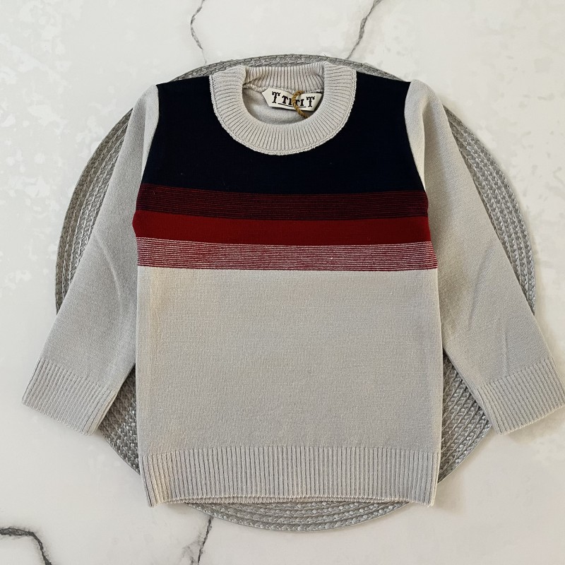 بلوز بافت راه راه طوسی kids