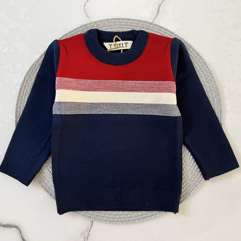 بلوز بافت راه راه سرمه ای kids