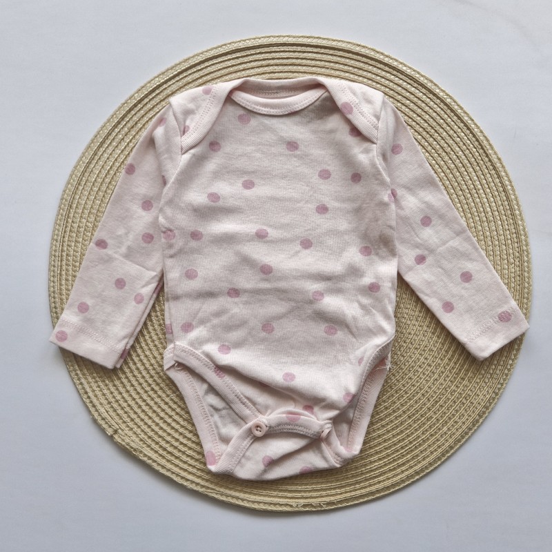 بادی آستین بلند خالخالی صورتی teddyboom