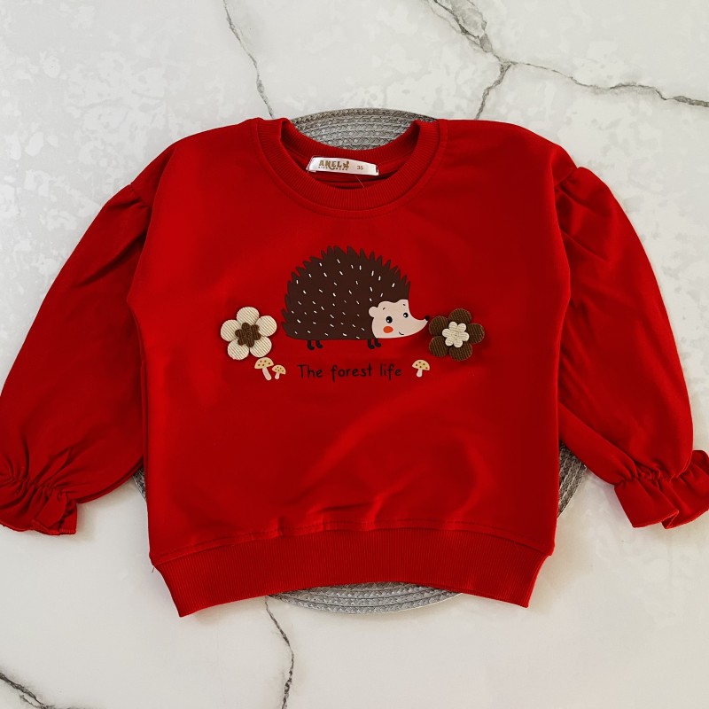 بلوز دورس  آستین پفی جوجه تیغی قرمز kids