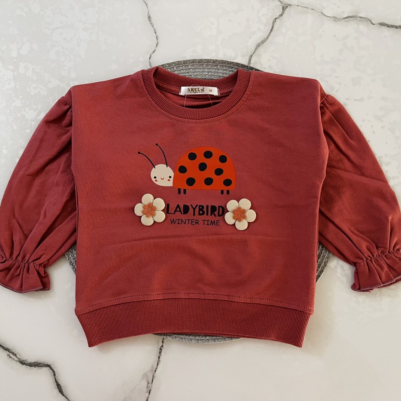 بلوز دورس  آستین پفی کفشدوزک کالباسی kids