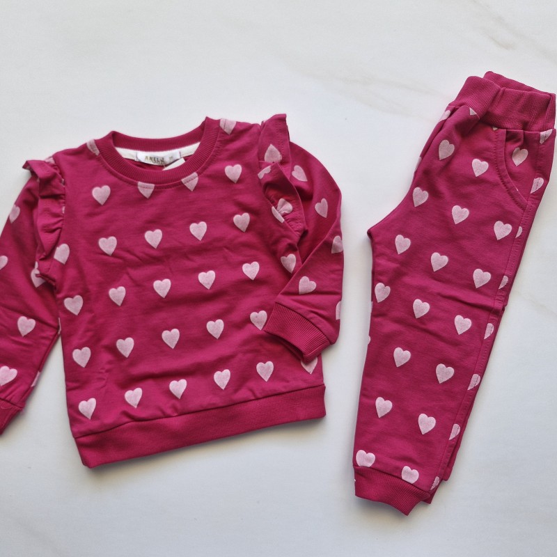 بلوز شلوار دورس بهاره قلب سرخابی آنیل kids