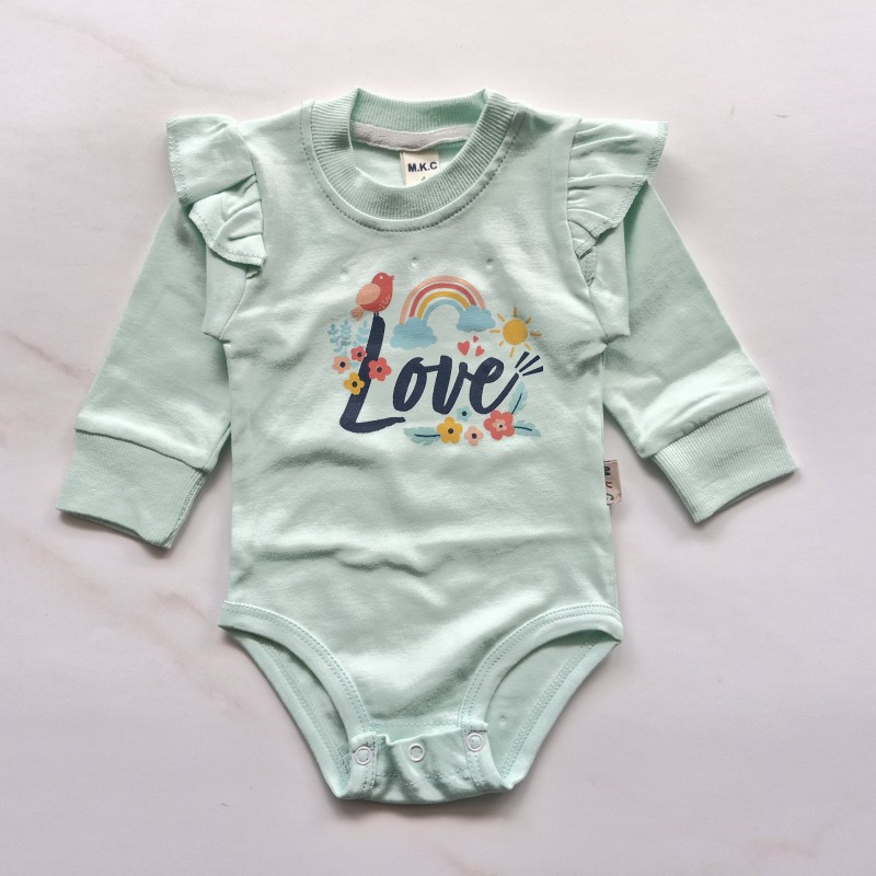 بادی آستین بلند سبزآبی لاو مهتاب کوچولو