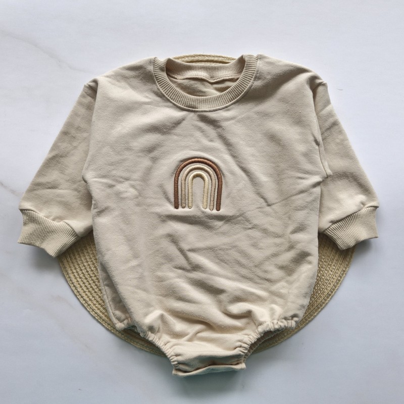 بادی آستین بلند دورس کرمی رنگین کمان