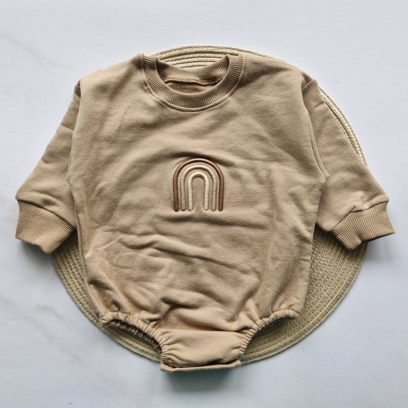 بادی آستین بلند دورس قهوه ای رنگین کمان