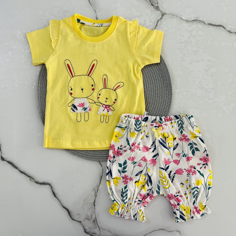 تیشرت و شلوارک خرگوش زرد وچیون kids