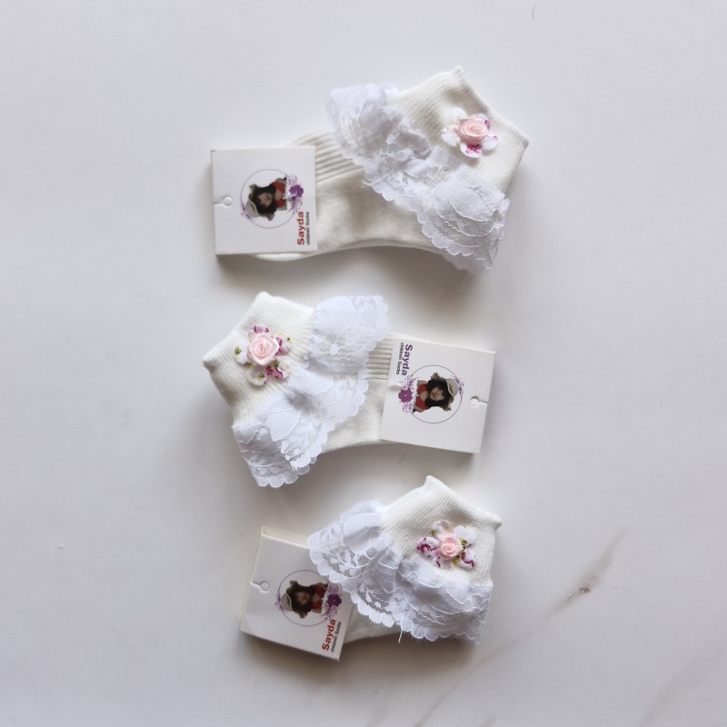 جوراب لب تور گل صورتی