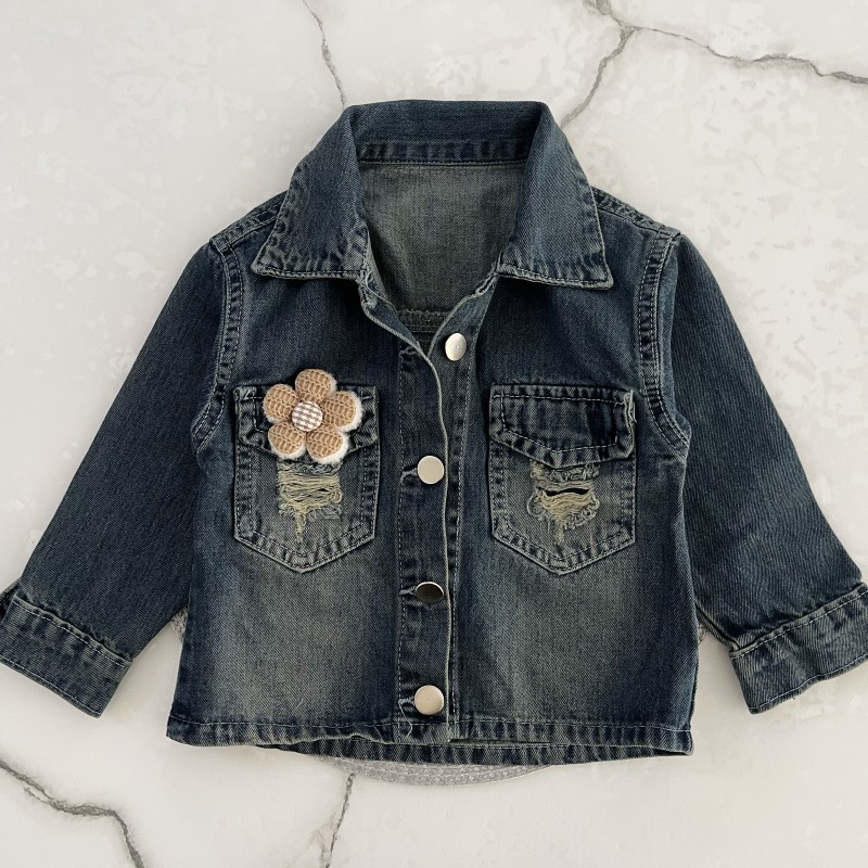 کت جین گلدار kids