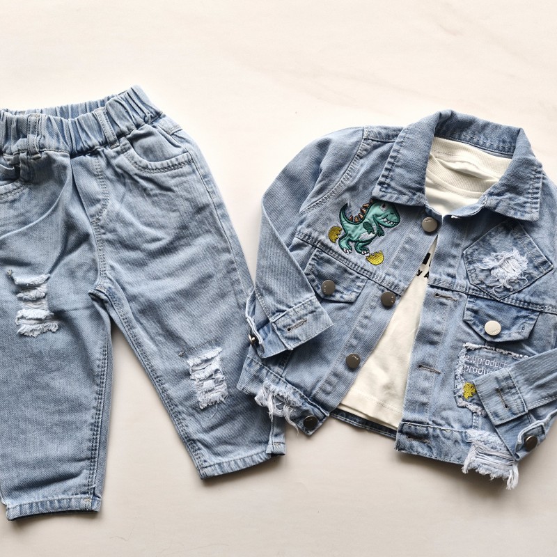 ست سه تکه جین مجلسی دایناسور پرنیان