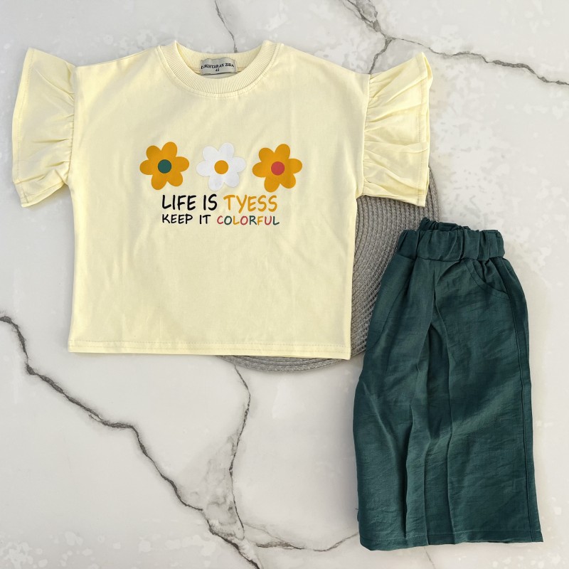 تیشرت و شلوارک فلور سبز kids