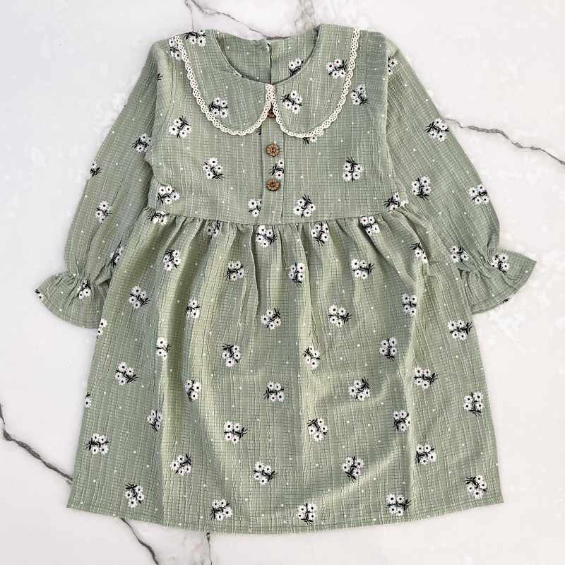 پیراهن گل گلی سبز kids