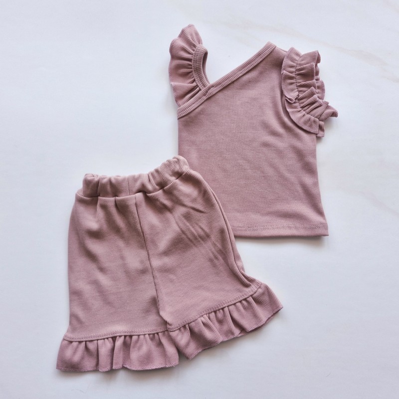 تاپ و شلوارک کبریتی صورتی