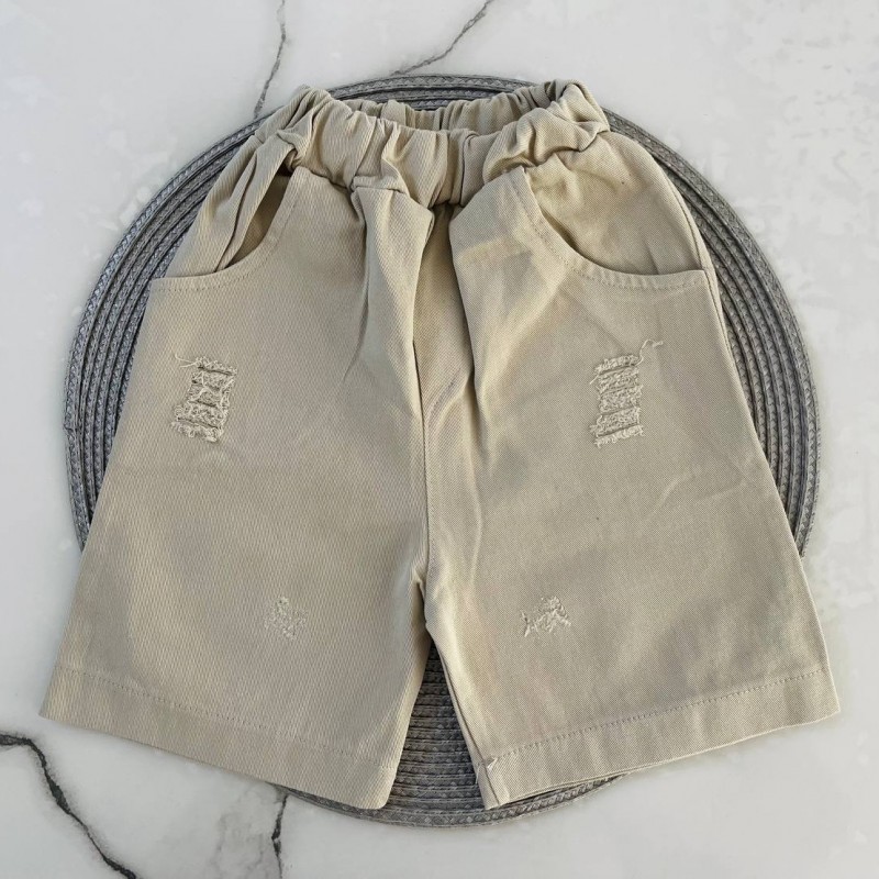 شلوارک کتان کرمی kids