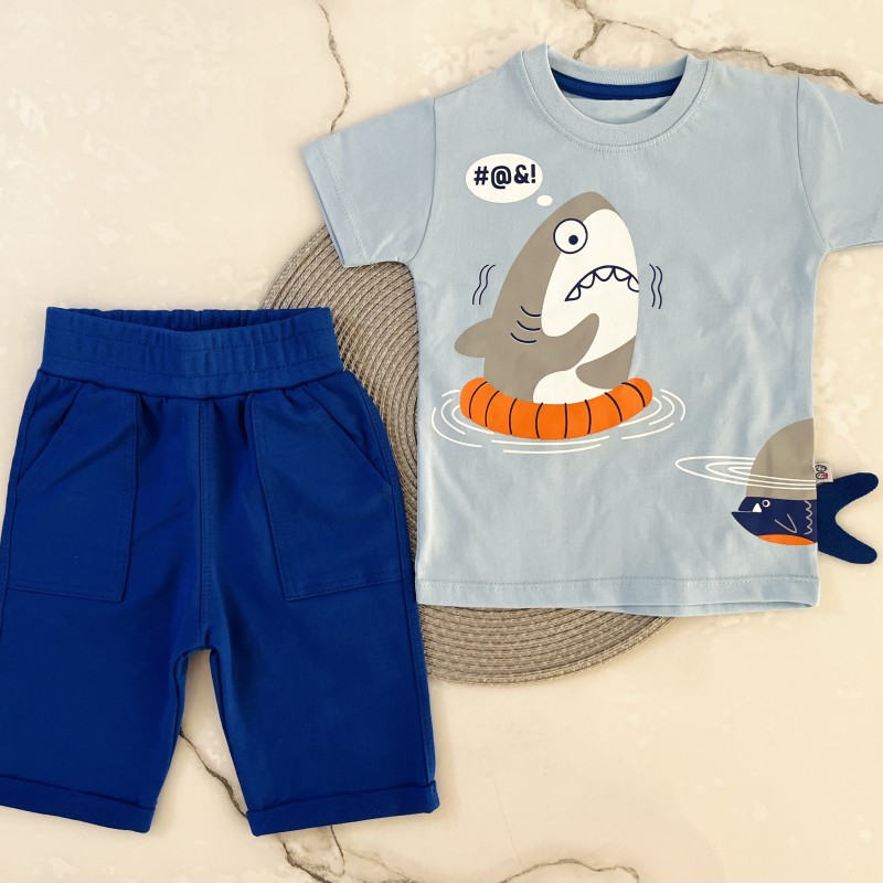 تیشرت شلوارک کوسه آبی وچیون kids