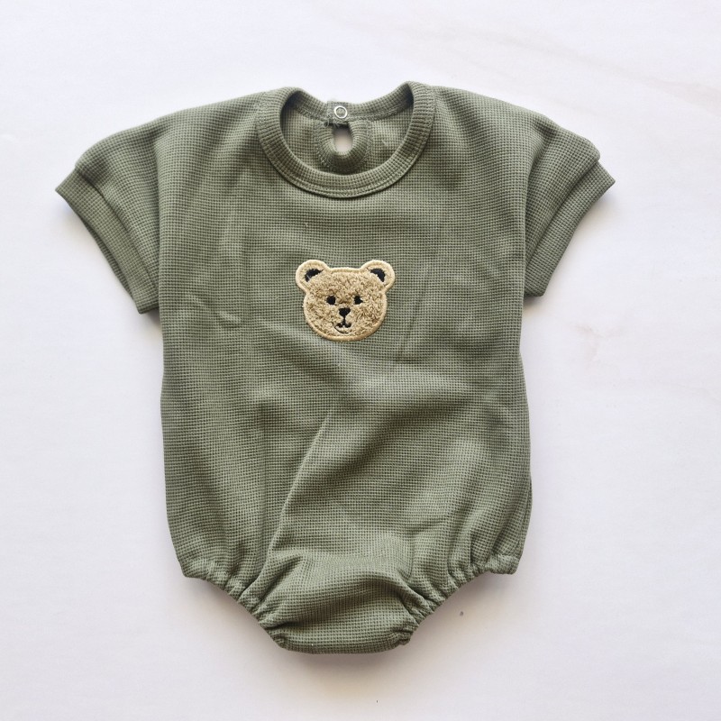 بادی آستین کوتاه بیسکویتی تدی سبز