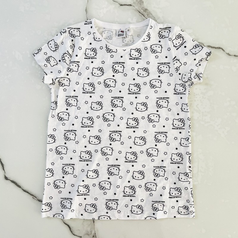 تیشرت آستین کوتاه سفید کیتی kids