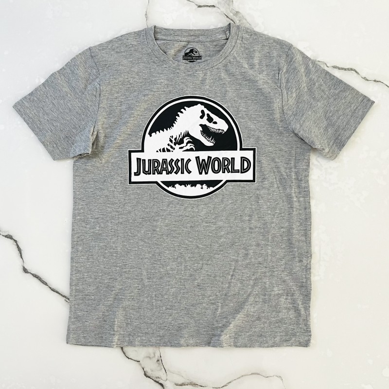 تیشرت آستین کوتاه طوسی دایناسور kids