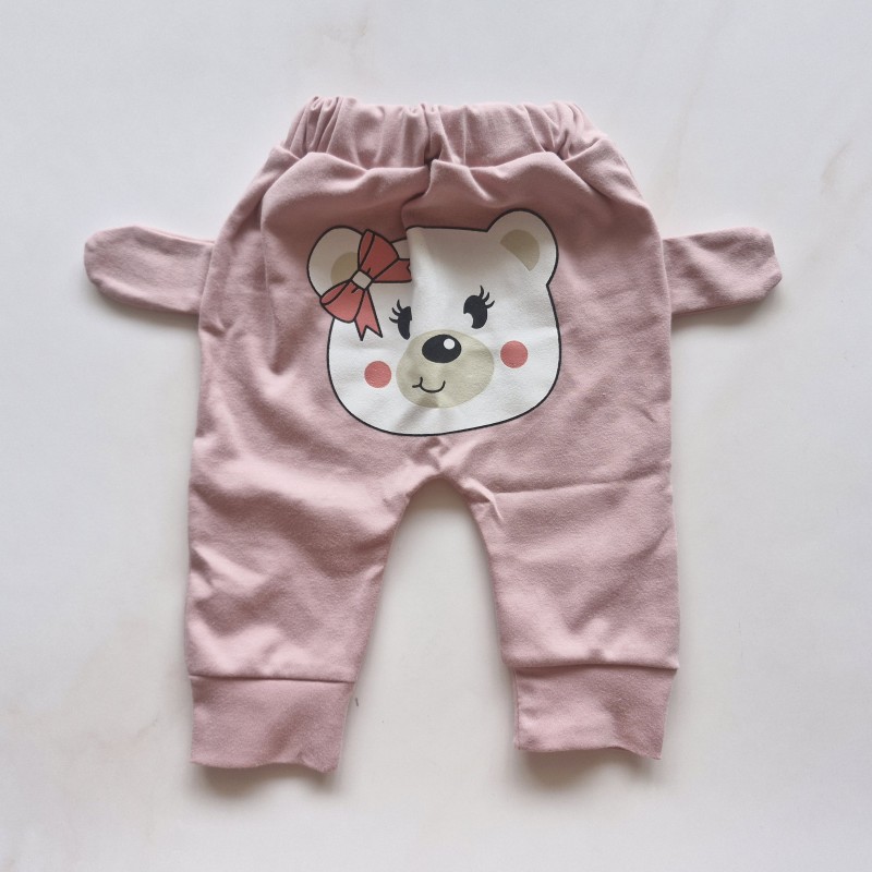 شلوار گوشدار خرس صورتی