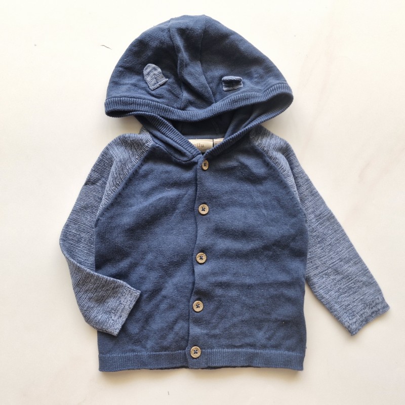 ژاکت بافت کلاهدار آبی لوپیلو