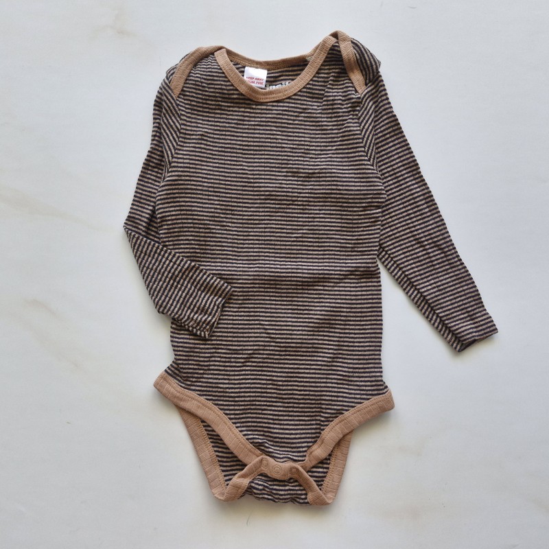 بادی آستین بلند کبریتی راه راه نسکافه ای مشکی لوپیلو