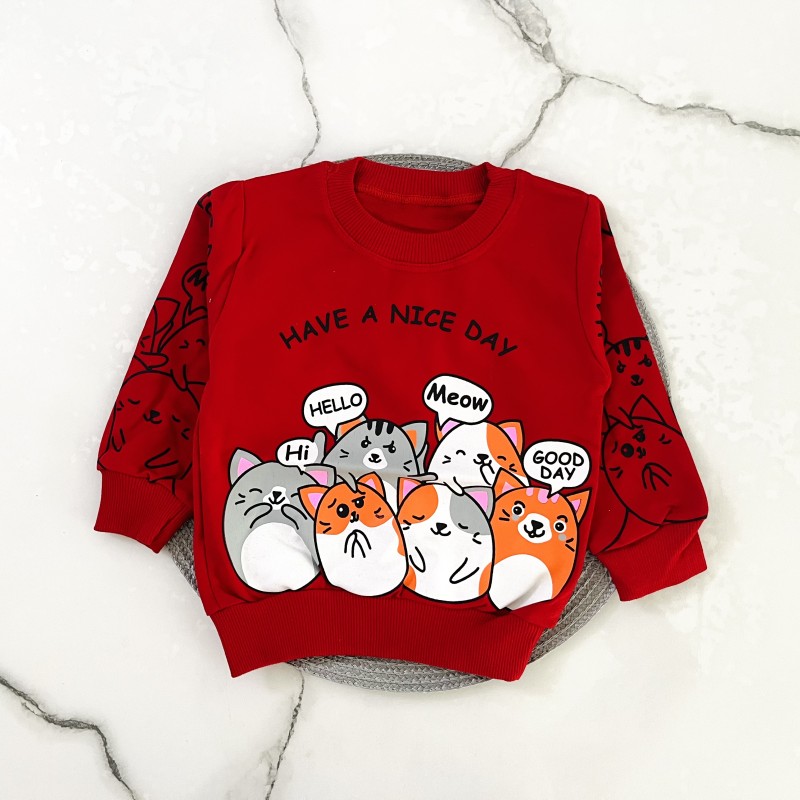 بلوز دورس گربه های خوشحال قرمز kids