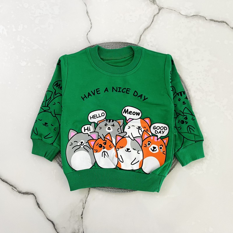 بلوز دورس گربه های خوشحال سبز kids