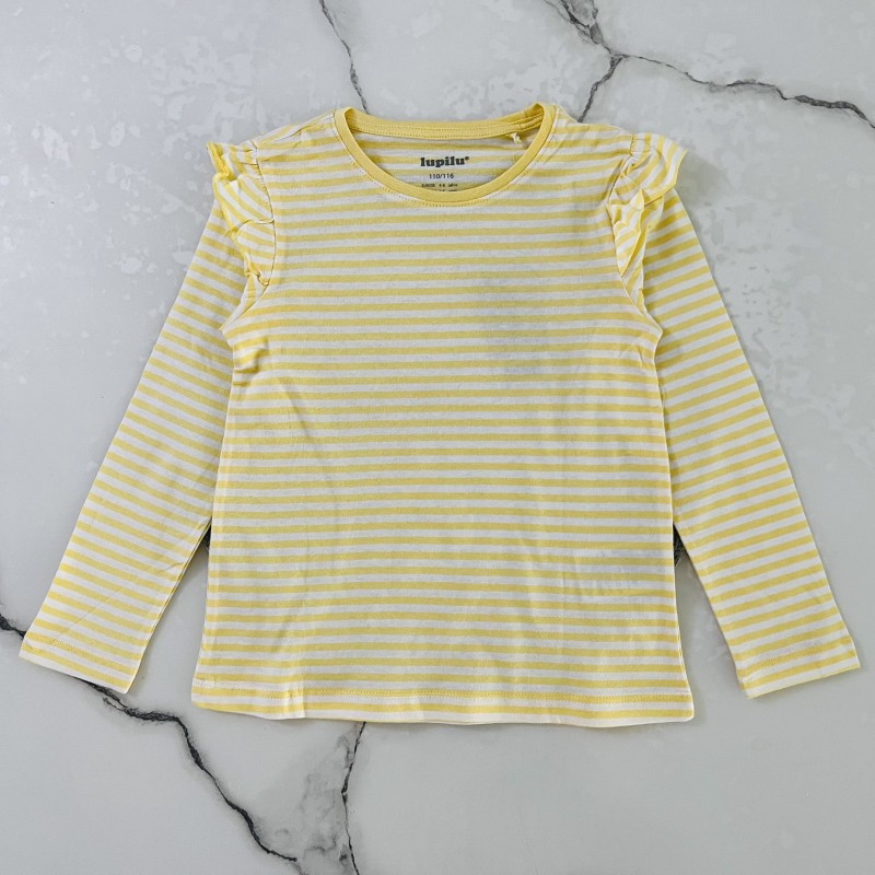 بلوز  آستین چیندار راه راه زرد و سفید لوپیلو kids