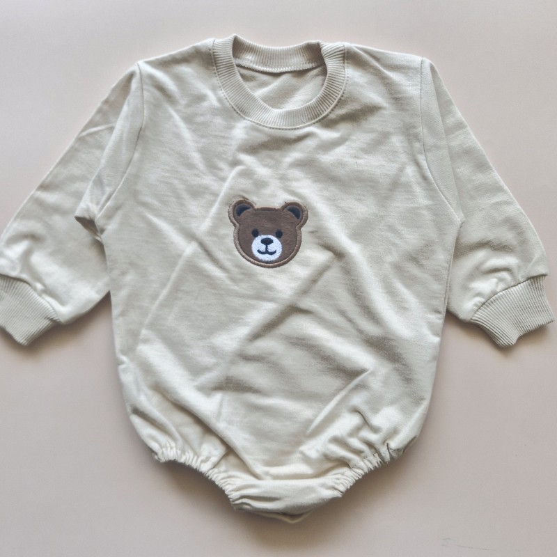 بادی آستین بلند کرمی  تدی AMIN