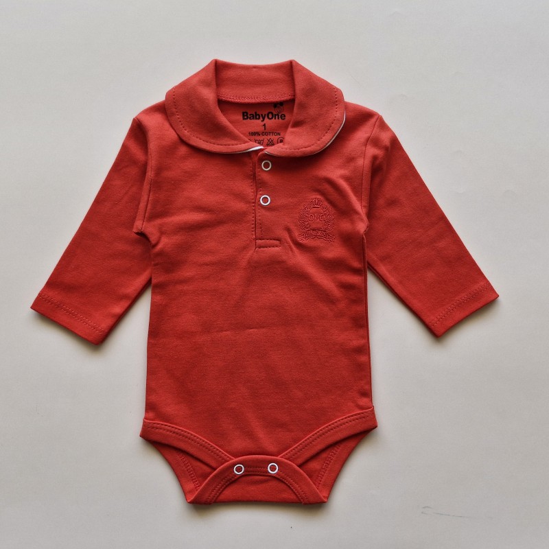 بادی آستین بلند یقه دار قرمز بیبی وان