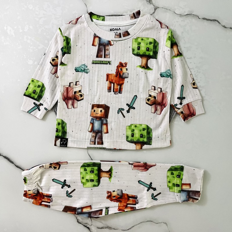 ست بلوز شلوار راحتی کبریتی ماینکرافت kids