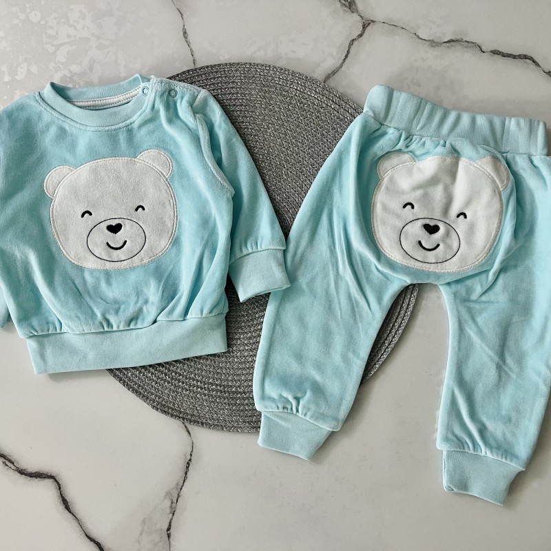 بلوز شلوار مخمل خرس آبی وچیون