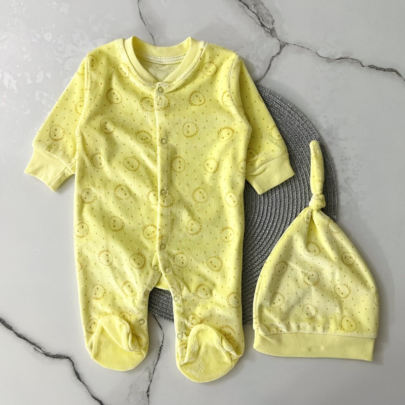 سرهمی و کلاه مخمل دایناسور لیمویی وچیون