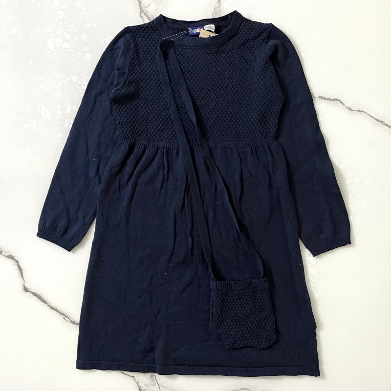 پیراهن بافت سرمه ای کیف دار لوپیلو  kids