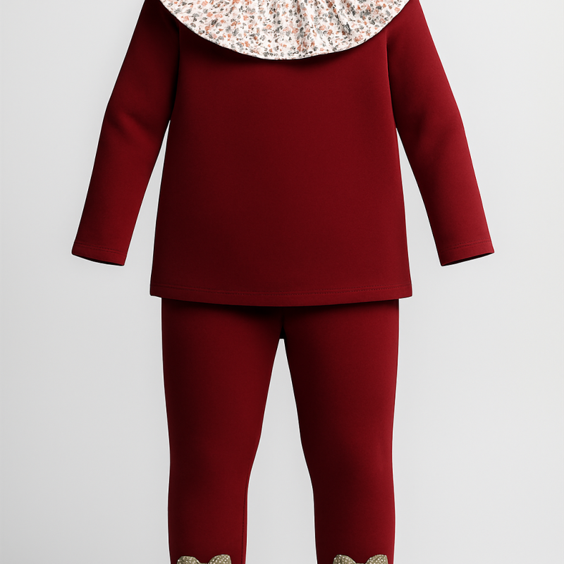 بلوز شلوار یلدایی یقه گل گلی kids