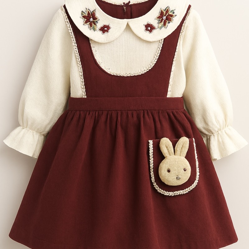 پیراهن یلدایی مخمل کبریتی خرگوش kids