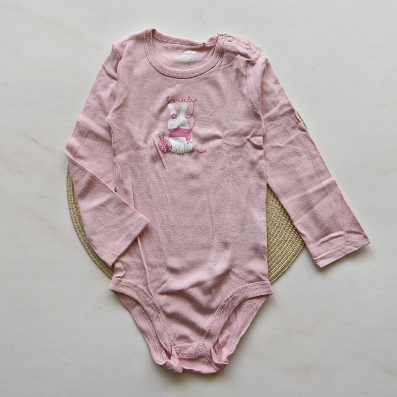 بادی آستین بلند خرگوش و کاموا صورتی Lily&Dan