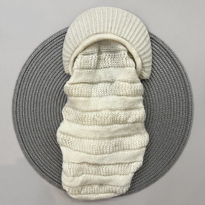 کلاه بافت نقاب دار شیری kids