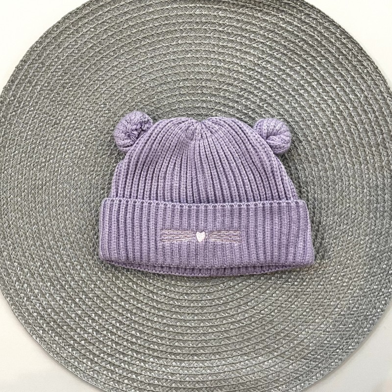 کلاه بافت گوشدار یاسی